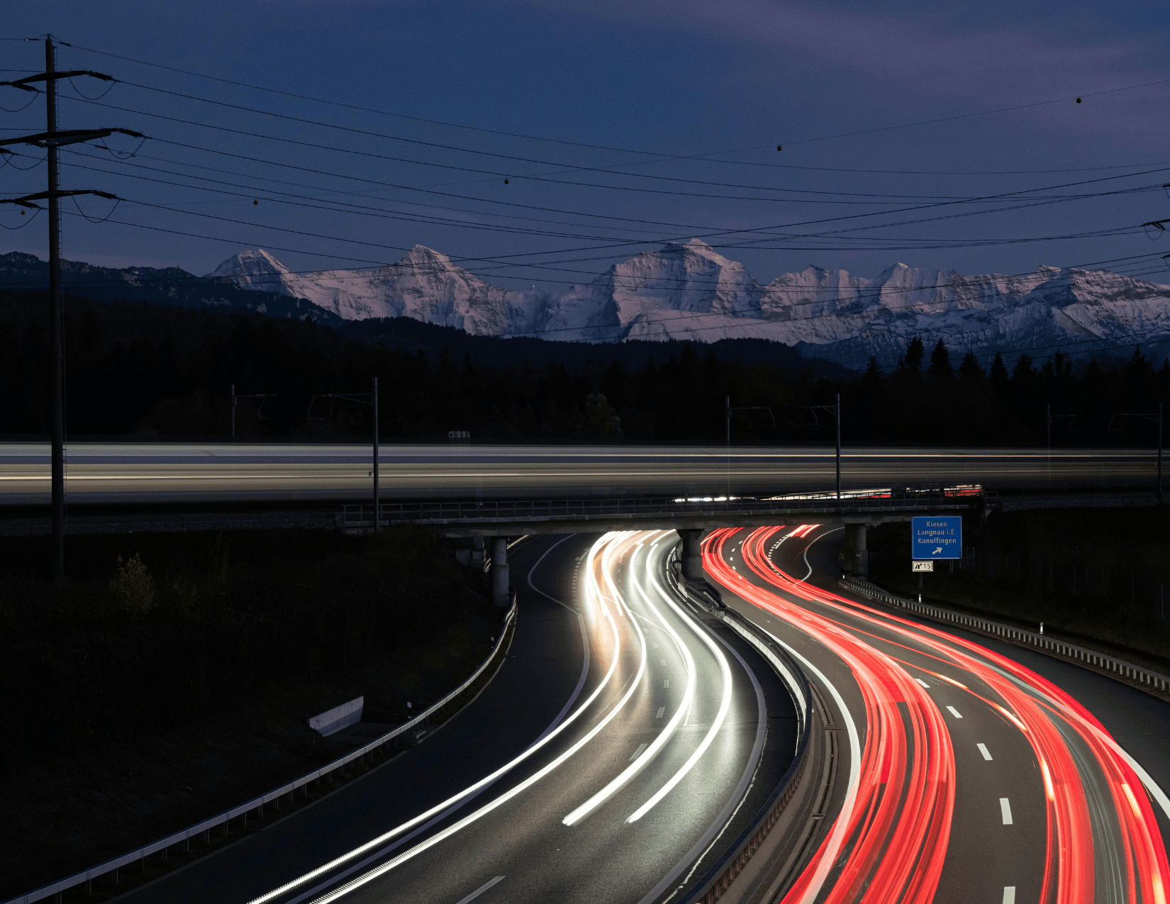 California highway at night